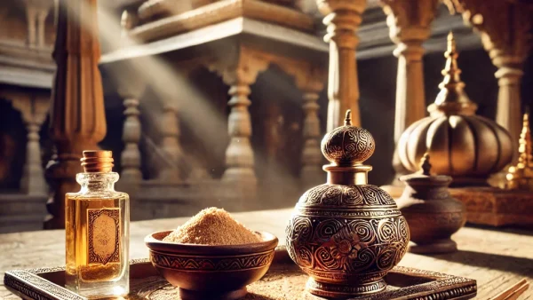 Javadhu powder, attar bottles,