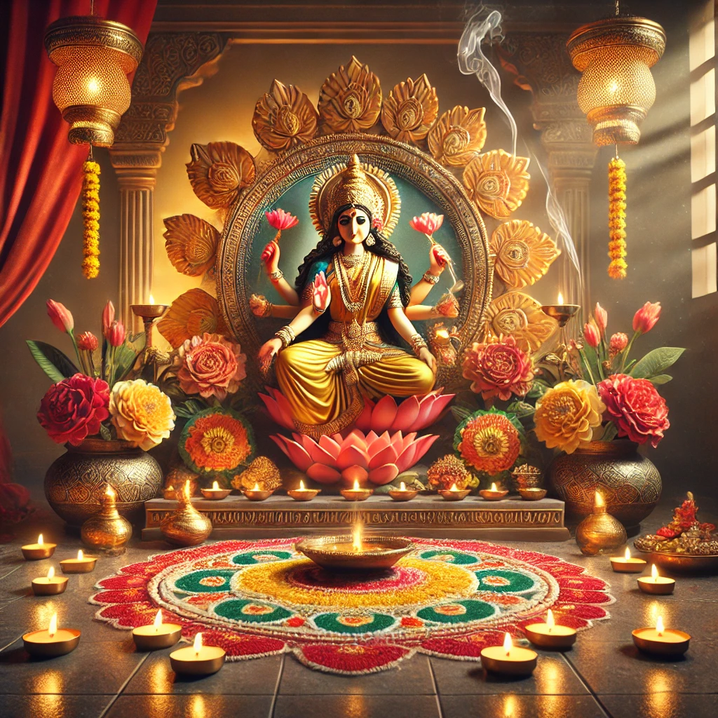 Lakshmi Pooja setup