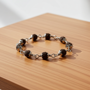 5 Mukhi Mini Rudraksha Silver Cap Bracelet